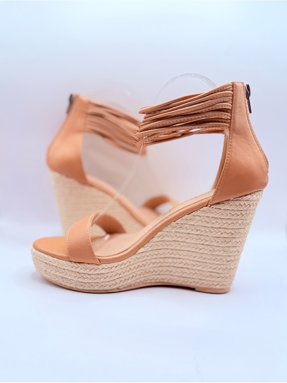 Altar’d State tan leather espadrille wedge sandals, - Picture 5 of 12